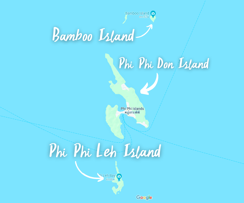 Map of Phi Phi Islands and Bamboo Island by Travel CoCo.